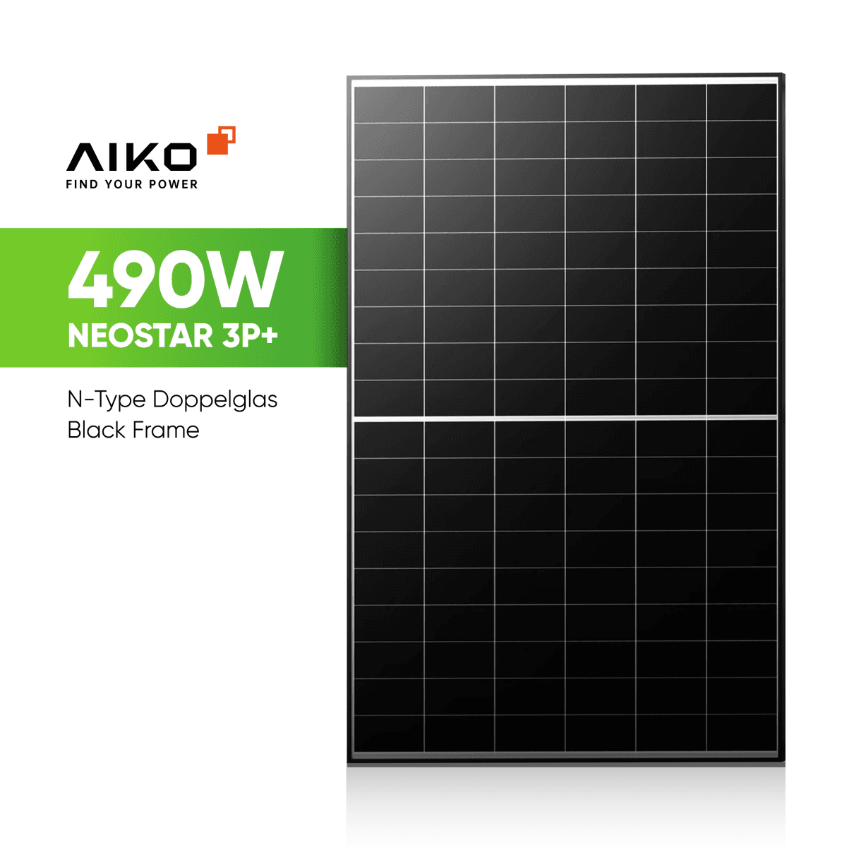 Aiko Neostar 3P+ A490-MCE54Dw 490Wp, fekete keret